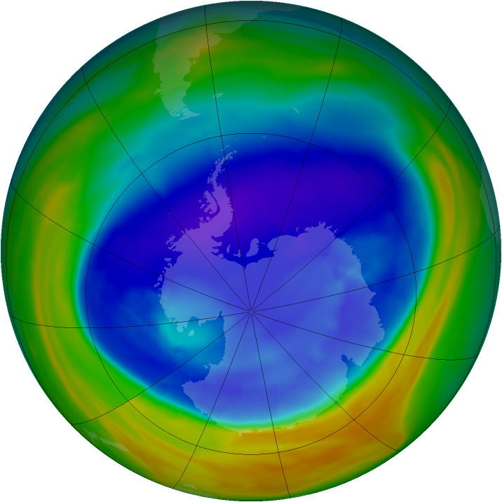 Antarctic ozone map for 04 September 2005